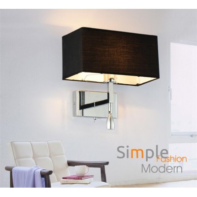 Black Chromed Simple Design Bedside WALL MOUNT LAMP for Hotel Rooms