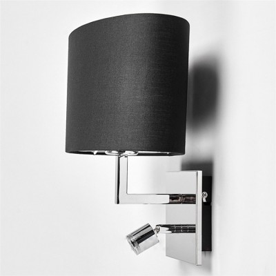 Modern Fabric Oval Chromed Wall Light Led For Bedrooms Hotel Rooms