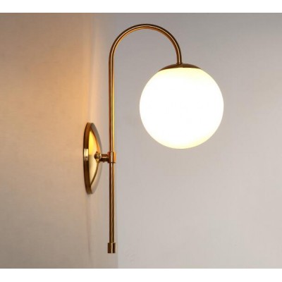 Frosted Glass Shade Golden Finish Base Wall Light Led Bedrooms Hotel Project