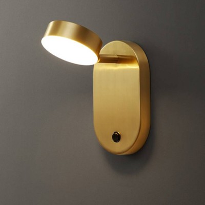 Nordic copper wall lamp corridor lamp with switch rotate bedroom bedside lamp